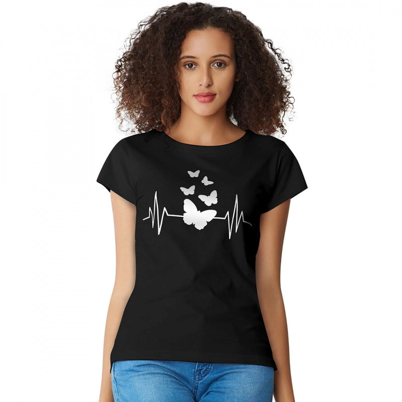 Mayawye Women's Cotton Western Wear T Shirt (Black)