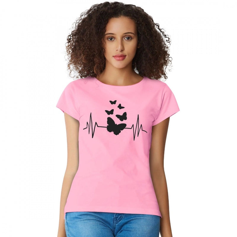 Mayawye Women's Cotton Western Wear T Shirt (Pink)