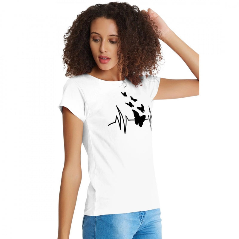 Mayawye Women's Cotton Western Wear T Shirt (White)