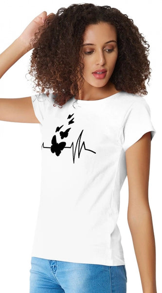 Mayawye Women's Cotton Western Wear T Shirt (White)