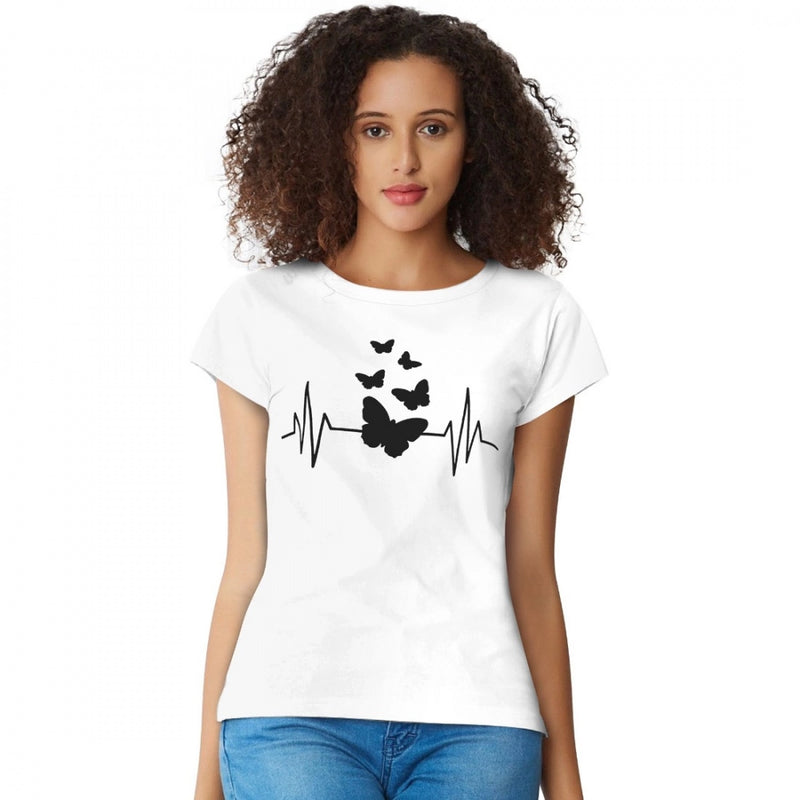 Mayawye Women's Cotton Western Wear T Shirt (White)