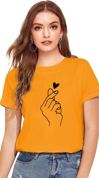 Mayawye Women's Cotton Western Wear T Shirt (Yellow)