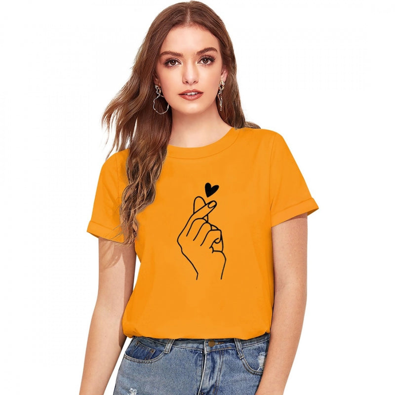 Mayawye Women's Cotton Western Wear T Shirt (Yellow)