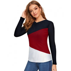 Mayawye Women's 95% Polyester 5% Spandex Western Wear T Shirt (Maroon)