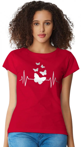 Mayawye Women's Cotton Western Wear T Shirt (Red)