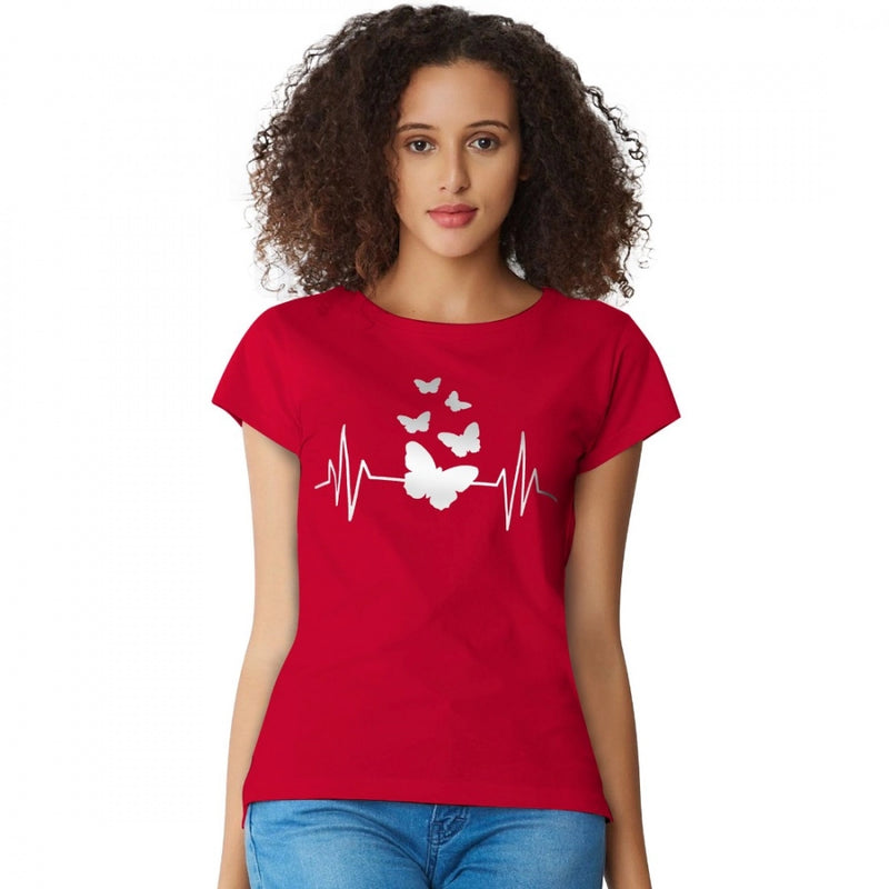 Mayawye Women's Cotton Western Wear T Shirt (Red)