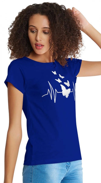 Mayawye Women's Cotton Western Wear T Shirt (Royal Blue)