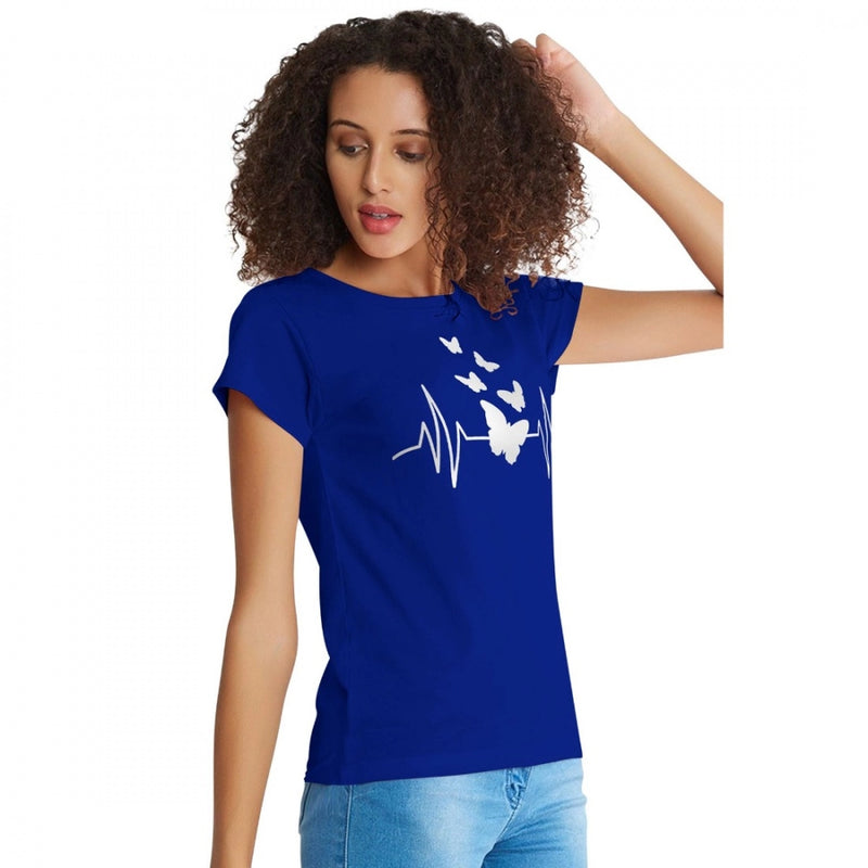 Mayawye Women's Cotton Western Wear T Shirt (Royal Blue)