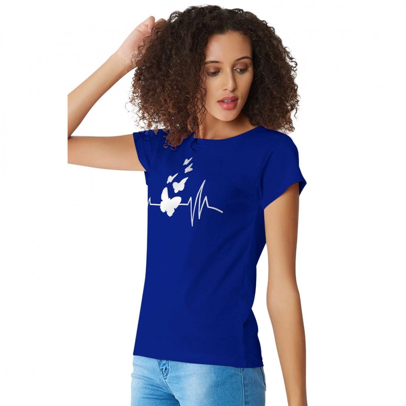Mayawye Women's Cotton Western Wear T Shirt (Royal Blue)