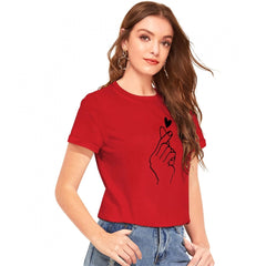 Mayawye Women's Cotton Western Wear T Shirt (Red)
