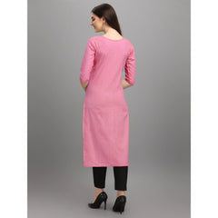 Mayawye Women's Cotton Straight Kurti (Pink)