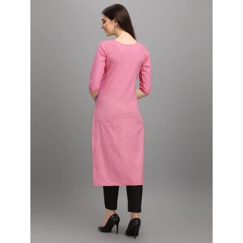 Mayawye Women's Cotton Straight Kurti (Pink)