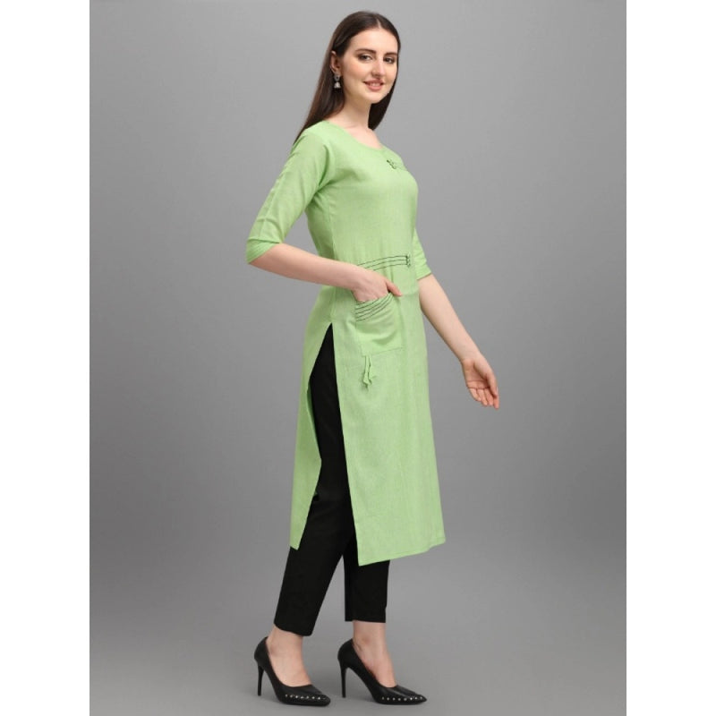 Mayawye Women's Cotton Straight Kurti (Pista)