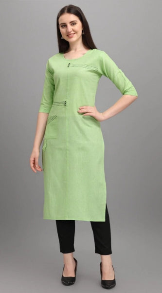 Mayawye Women's Cotton Straight Kurti (Pista)