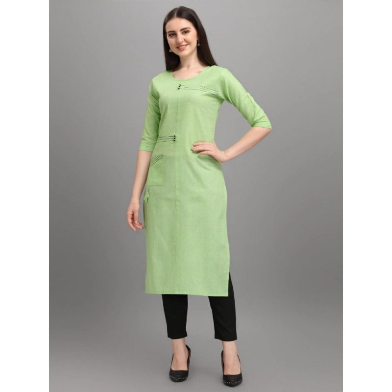 Mayawye Women's Cotton Straight Kurti (Pista)
