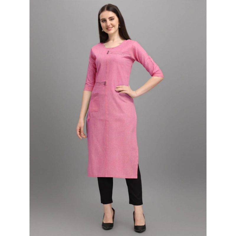 Mayawye Women's Cotton Straight Kurti (Pink)