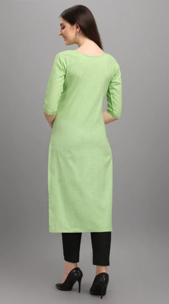 Mayawye Women's Cotton Straight Kurti (Pista)