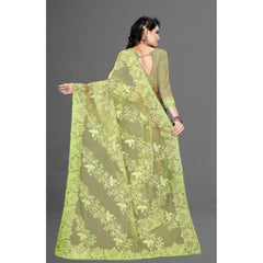 Mayawye Women's Net Saree With Blouse (Pista Green, 5-6Mtrs)