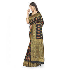 Mayawye Women's Banarasi Silk Saree With Blouse (Black, 5-6Mtrs)