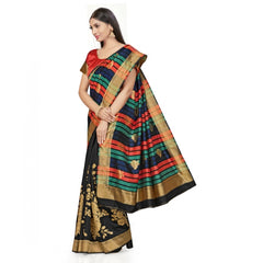 Mayawye Women's Banarasi Silk Saree With Blouse (Black, 5-6Mtrs)
