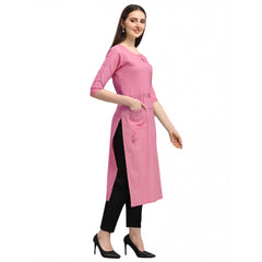 Mayawye Women's Cotton Straight Kurti (Pink)