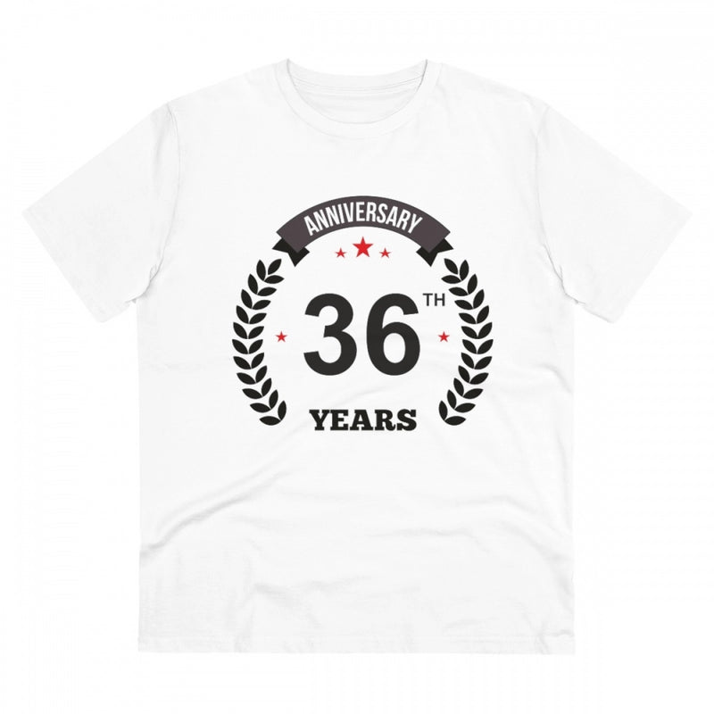 Mayawye Men's PC Cotton 36th Anniversary Printed T Shirt (Color: White, Thread Count: 180GSM)