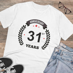 Mayawye Men's PC Cotton 31st Anniversary Printed T Shirt (Color: White, Thread Count: 180GSM)