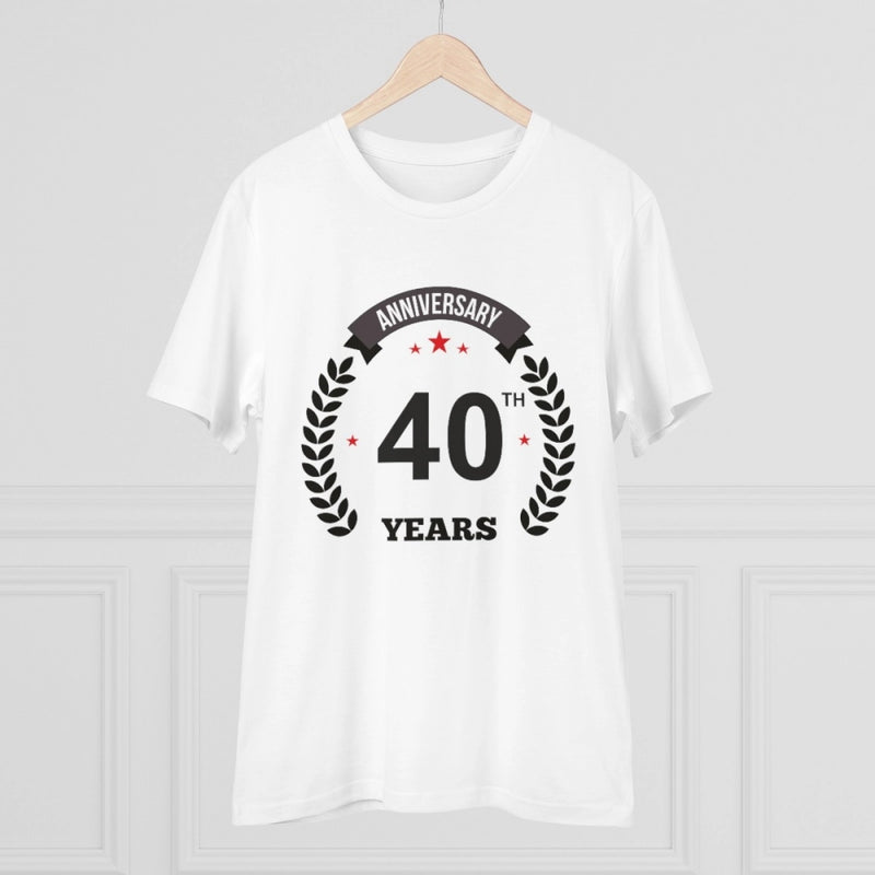 Mayawye Men's PC Cotton 40th Anniversary Printed T Shirt (Color: White, Thread Count: 180GSM)