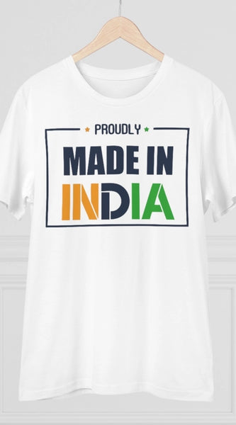 Mayawye Men's PC Cotton Made In India Printed T Shirt (Color: White, Thread Count: 180GSM)