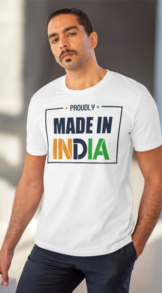 Mayawye Men's PC Cotton Made In India Printed T Shirt (Color: White, Thread Count: 180GSM)