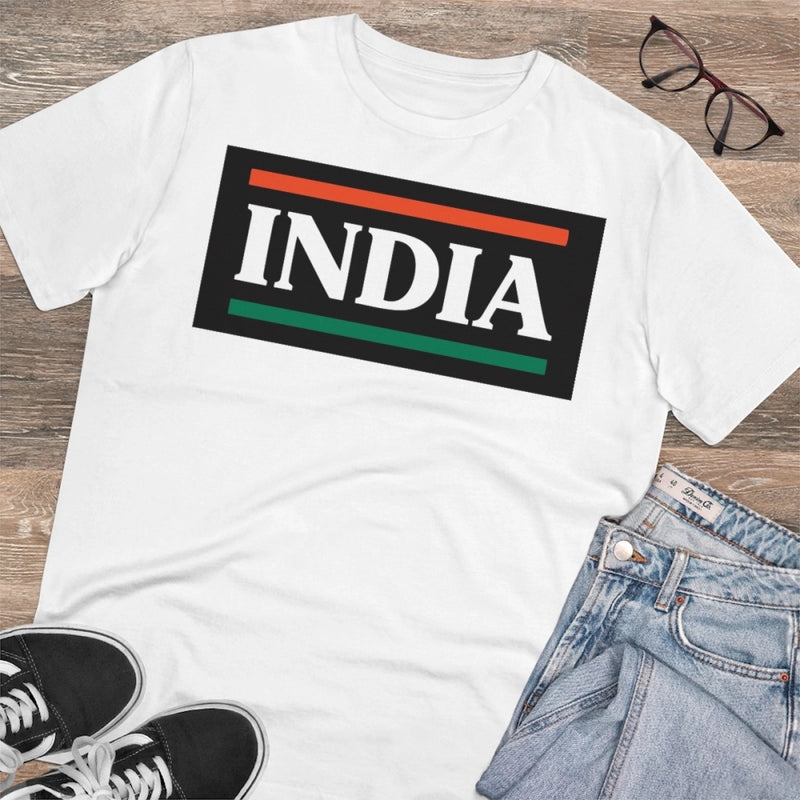 Mayawye Men's PC Cotton India Printed T Shirt (Color: White, Thread Count: 180GSM)