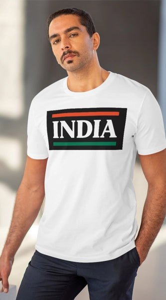 Mayawye Men's PC Cotton India Printed T Shirt (Color: White, Thread Count: 180GSM)
