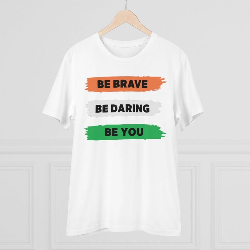Mayawye Men's PC Cotton Be Brave Be You Printed T Shirt (Color: White, Thread Count: 180GSM)