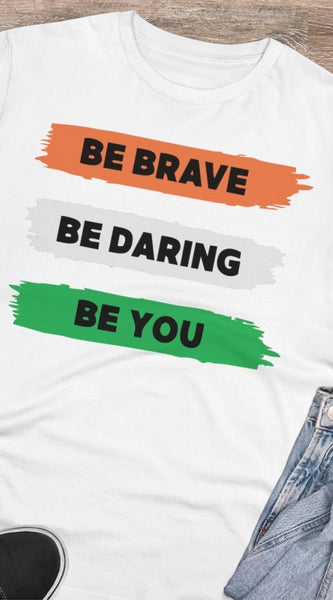 Mayawye Men's PC Cotton Be Brave Be You Printed T Shirt (Color: White, Thread Count: 180GSM)