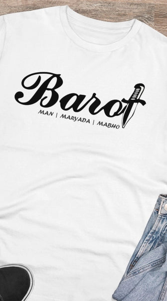 Mayawye Men's PC Cotton Cast Design Barot Printed T Shirt (Color: White, Thread Count: 180GSM)