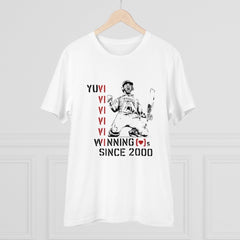 Mayawye Men's PC Cotton Cricket Design Printed T Shirt (Color: White, Thread Count: 180GSM)