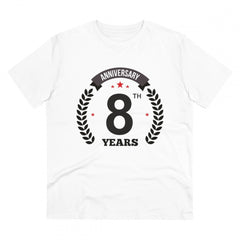 Mayawye Men's PC Cotton 8th Anniversary Printed T Shirt (Color: White, Thread Count: 180GSM)