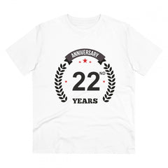 Mayawye Men's PC Cotton 22nd Anniversary Printed T Shirt (Color: White, Thread Count: 180GSM)