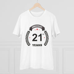 Mayawye Men's PC Cotton 21st Anniversary Printed T Shirt (Color: White, Thread Count: 180GSM)
