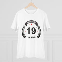Mayawye Men's PC Cotton 19th Anniversary Printed T Shirt (Color: White, Thread Count: 180GSM)