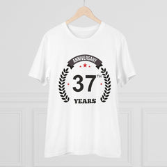 Mayawye Men's PC Cotton 37th Anniversary Printed T Shirt (Color: White, Thread Count: 180GSM)