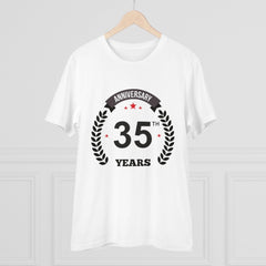 Mayawye Men's PC Cotton 35th Anniversary Printed T Shirt (Color: White, Thread Count: 180GSM)