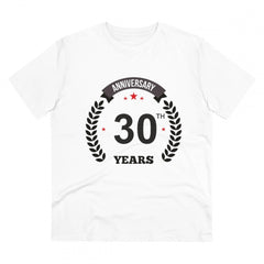 Mayawye Men's PC Cotton 30th Anniversary Printed T Shirt (Color: White, Thread Count: 180GSM)