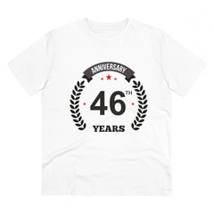 Mayawye Men's PC Cotton 46th Anniversary Printed T Shirt (Color: White, Thread Count: 180GSM)