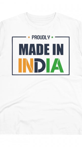 Mayawye Men's PC Cotton Made In India Printed T Shirt (Color: White, Thread Count: 180GSM)