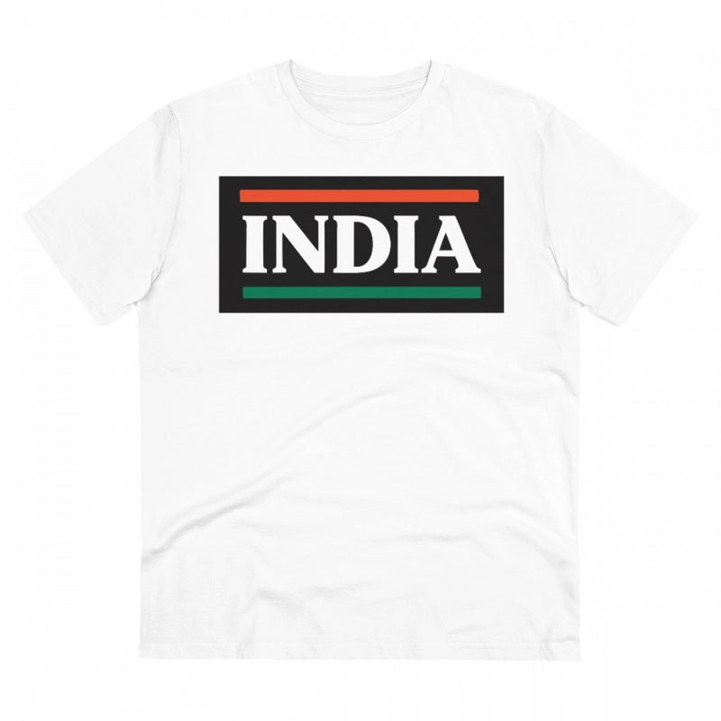 Mayawye Men's PC Cotton India Printed T Shirt (Color: White, Thread Count: 180GSM)