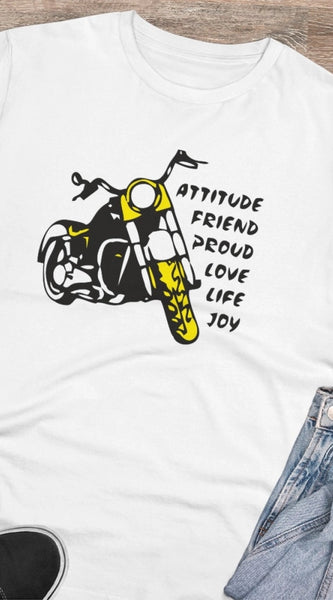 Mayawye Men's PC Cotton Bike Ride Design Printed T Shirt (Color: White, Thread Count: 180GSM)