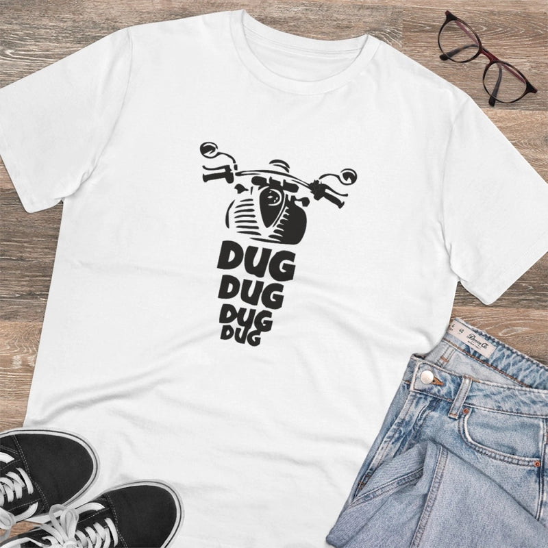 Mayawye Men's PC Cotton Bike Ride Design Printed T Shirt (Color: White, Thread Count: 180GSM)