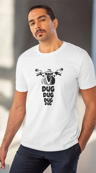Mayawye Men's PC Cotton Bike Ride Design Printed T Shirt (Color: White, Thread Count: 180GSM)