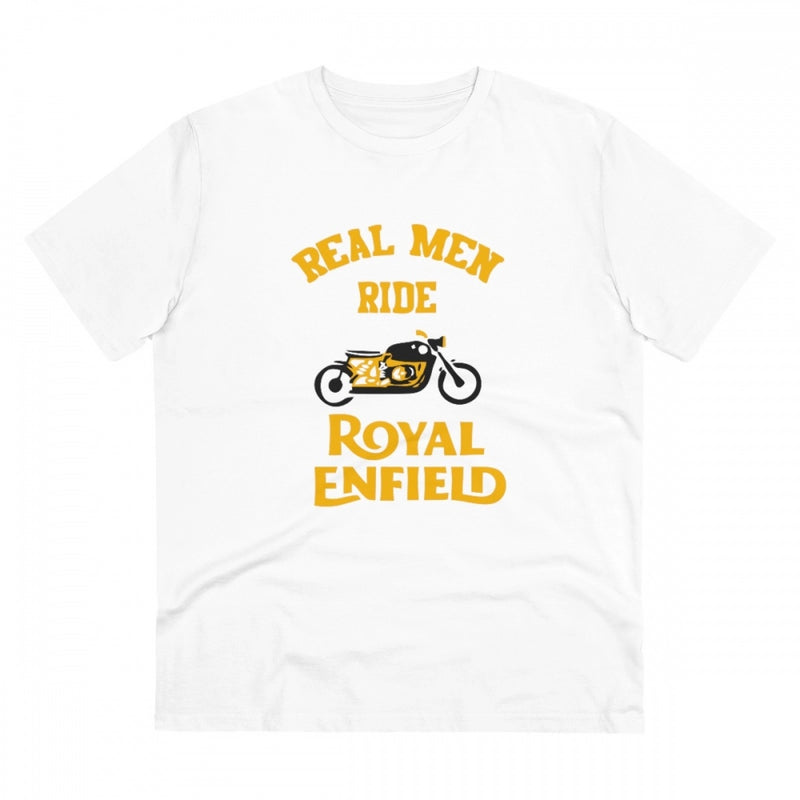Mayawye Men's PC Cotton Bike Ride Design Printed T Shirt (Color: White, Thread Count: 180GSM)
